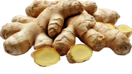 Fresh Ginger Root Pile with Sections