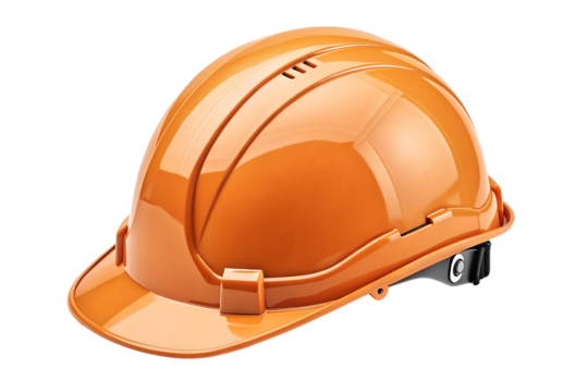 Bright Construction Safety Helmet on a Plain Background. - Powered by Adobe