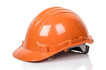 Bright Construction Safety Helmet on a Plain Background.