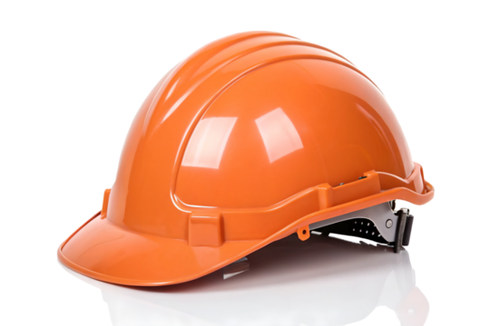 Bright Construction Safety Helmet on a Plain Background.