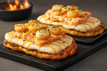 Seared Salmon & Scallop Cakes for Gourmet Dish.