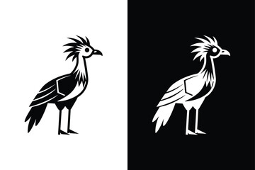 Secretary bird icon on White Background Vector Art Illustration on white background.