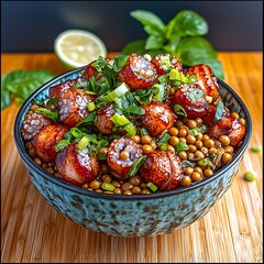 Seared Scallops  Lentils Bowl.