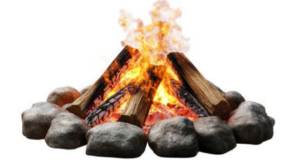 Campfire Flames and Rocks