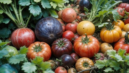 Variety of Fresh, Organic Vegetables on Soil Background