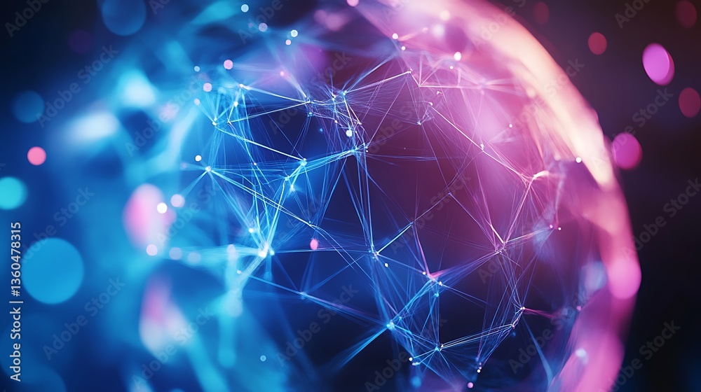 Poster Abstract Network Sphere Digital Connections Futuristic Technology Background