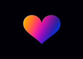 A colorful gradient heart shape set against a black background