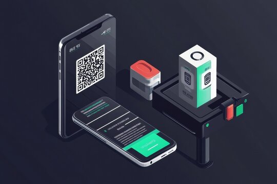Smartphone scanning QR code for order pickup in a modern digital environment with sleek design and streamlined interface Generative AI - Powered by Adobe