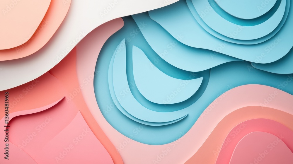Poster Stylish abstract paper cut background featuring geometric shapes and soft pastel tones in a clean and modern design Generative AI