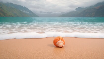 Obraz premium Seashell on Tropical Beach for Mountain View.