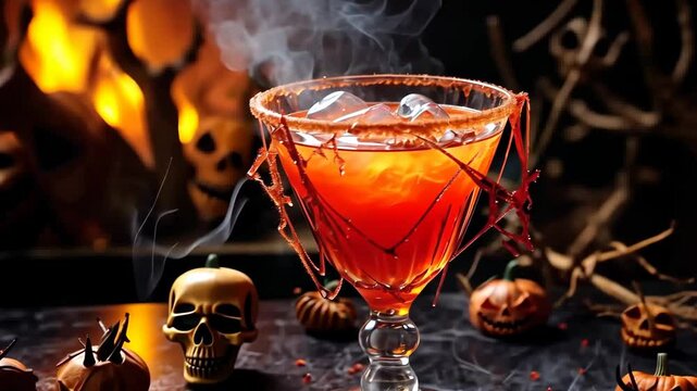 Halloween drink for party, selective focus