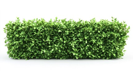 Fototapeta premium A row of neatly trimmed green shrubs, on a white background, high - resolution, realistic photography, simple composition
