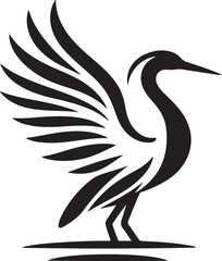 Fototapeta premium vector silhouette illustration of a heron or egret icon type with a white background.