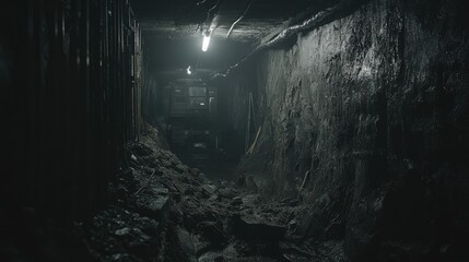 Obraz premium Deep Dark Coal Mine Tunnel
