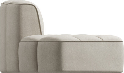 Side view of white curved modular sofa	
