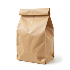 Close up, Brown paper lunch bag isolated on white background 