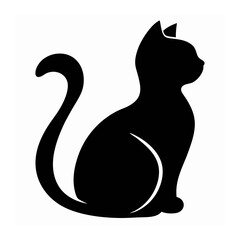 Sitting Cat Silhouette Vector – Elegant Minimalist Feline Illustration, Cat Silhouette Vector – Black Elegant Outline, Sitting Cat Illustration – Minimalist Feline Design, Graceful Cat Icon. 

