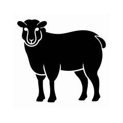 Sheep Vector Illustration – Black Silhouette Isolated on White Background, Sheep Silhouette Vector – Black Outline, Farm Animal Icon – Sheep Black Illustration, Sheep Graphic Design ,
