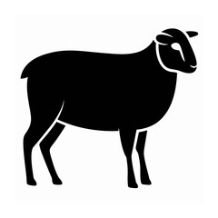 Sheep Vector Illustration – Black Silhouette Isolated on White Background, Sheep Silhouette Vector – Black Outline, Farm Animal Icon – Sheep Black Illustration, Sheep Graphic Design ,