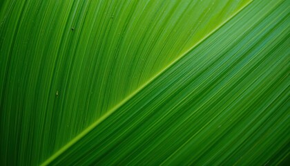 Close-Up of Vibrant Green Leaf Texture with Natural Patterns