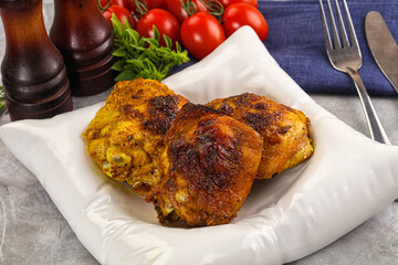 Roasted chicken thighs  with spices