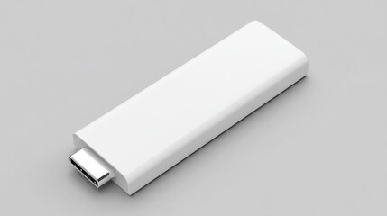 Sleek white usb-c drive presentation on a soft gray background conveys storage