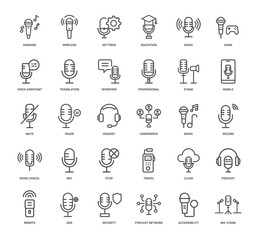 microphone icons functions concepts audio communication, mute mobile stand pause
