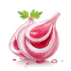 Sliced Red Onion for Juicy, Fresh, White Background.
