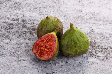 Ripe green raw juicy fig
