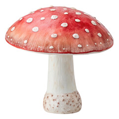 Mushroom in red with white watercolor nursery isolated on transparent background  
