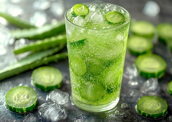 Refreshing Cucumber Aloe Drink.