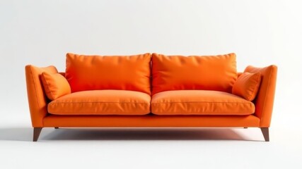 Obraz premium suede orange sofa on white background