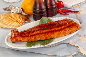 Smoked unagi eel in sause