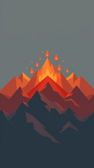 Watchful eyes overlooking a fiery mountain range, symbolizing vigilance against wildfires.