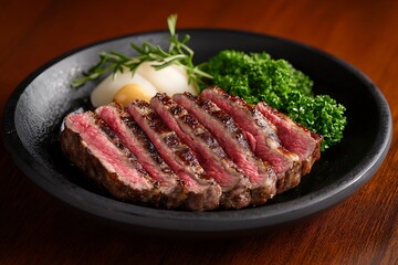 Sliced Steak Dinner for Restaurant, Gourmet Food.