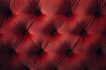Fototapeta premium Close-up of a deep red velvet upholstery creating a diamond pattern with buttons, showcasing luxury and elegance