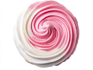 Swirled pink and white frosting on a cupcake ready to enjoy on a transparent background, cut out