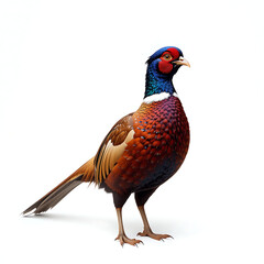 Fototapeta premium Close up, Male European common pheasant Pasians colchicums isolated on white background