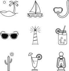 summer icons set