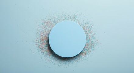 Minimalist Blue Circle on Textured Surface with Pastel Particles - Modern Art Installation and Innovative Business Interior Design Mood for Creative Spaces