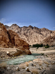 Fototapeta premium Landscapes of Ladakh are breathtaking and amazing. Ladakh has high mountain ranges, passes, rivers, buddhist monasteries and loveable flaura and fauna for tourists to cherish and enjoy.