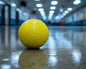 Wet Yellow Ball Indoor Court.