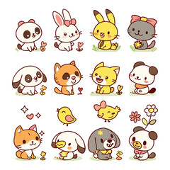 Fototapeta premium kawaii animals pictures vector design