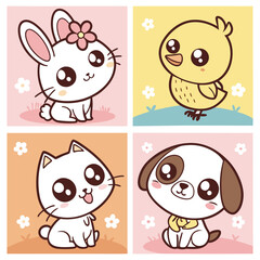 Obraz premium kawaii animals pictures vector design