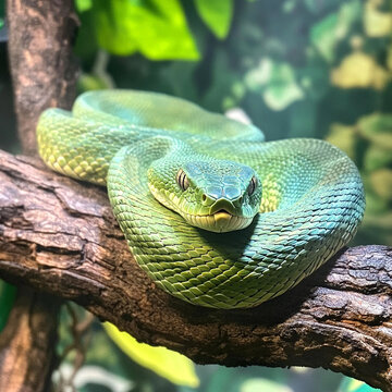green snake on tree