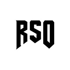 Fototapeta premium RSO letter logo design for technology company. RSO logo design black and white color combination. RSO logo, RSO vector, RSO design, RSO icon, RSO alphabet. RSO typography logo design.