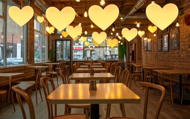 Obraz premium Cozy Dining Area with Heart-Shaped Light Fixtures