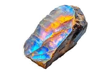 Fototapeta premium Opal Gemstone Grain Isolated on White and Transparent Background PNG Image.