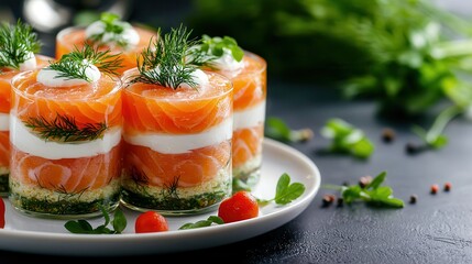 Verrines Saumon Fumé Delicious layered salmon appetizers in elegant glass cups.