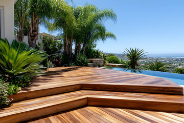 Hilltop Deck overlooking Ocean View with Tropical Plants